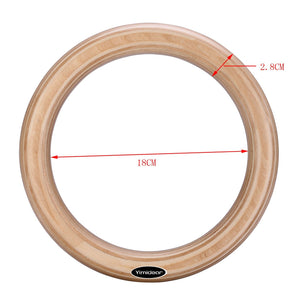 Wood Olympic Gymnastic Rings with Adjustable Straps