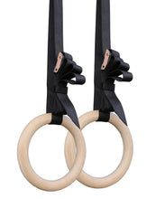 Load image into Gallery viewer, Wood Olympic Gymnastic Rings with Adjustable Straps
