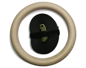 Wood Olympic Gymnastic Rings with Adjustable Straps